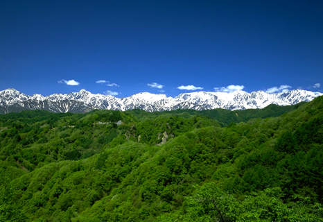 小川村より眺める北アルプス